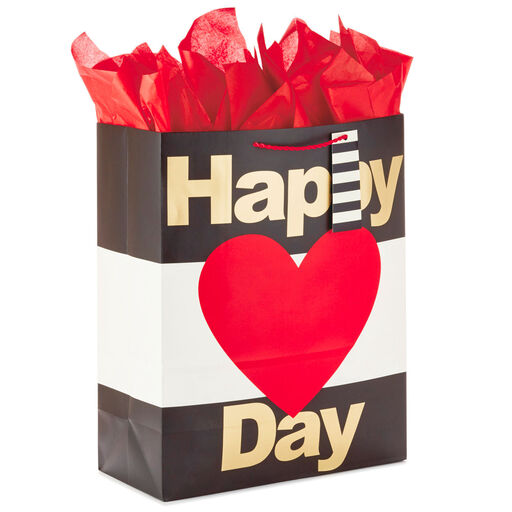 15.5" Happy Heart Day X-Large Valentine's Day Gift Bag With Tissue Paper, 