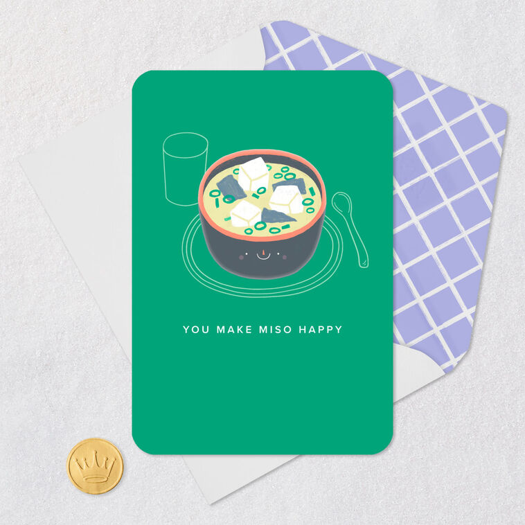 You Make Miso Happy Pun Blank Card Card Front with Envelope and Gold Seal image number 4