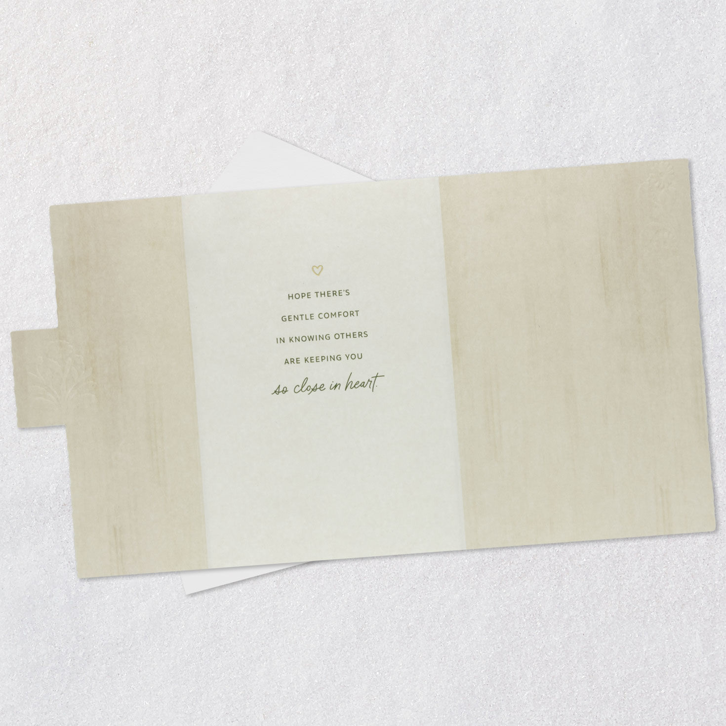 Sage Green and Gold Botanical Sympathy Card Open card with envelope image number 4