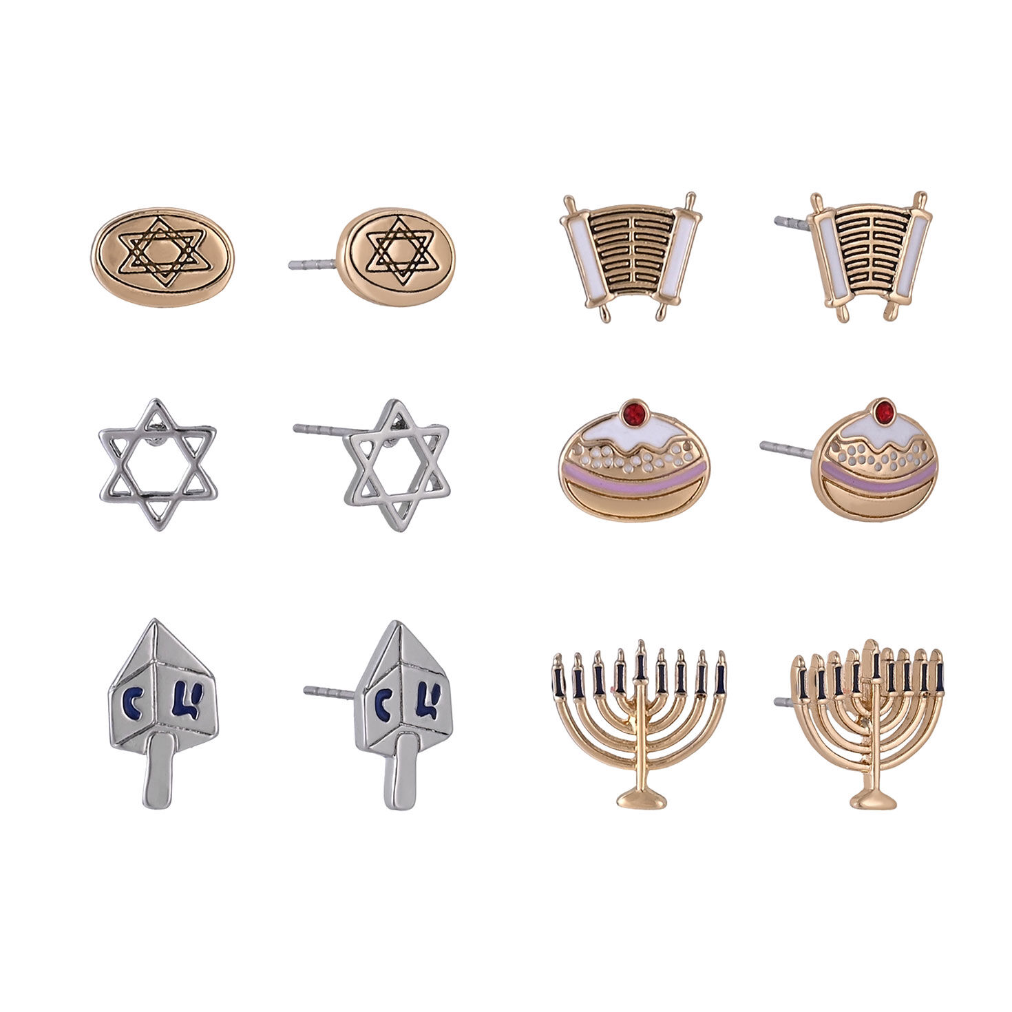 6-pair Hanukkah Earring Set