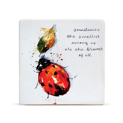 Demdaco Ladybug Ceramic Quote Block, 4x4, 