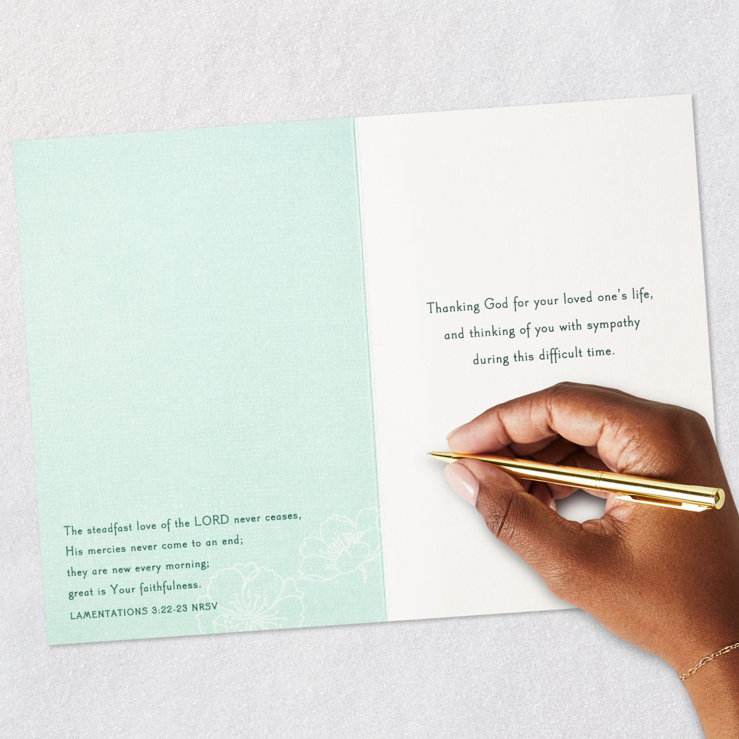 Flowers in Glass Jar Christian Sympathy Card Signing card image number 7