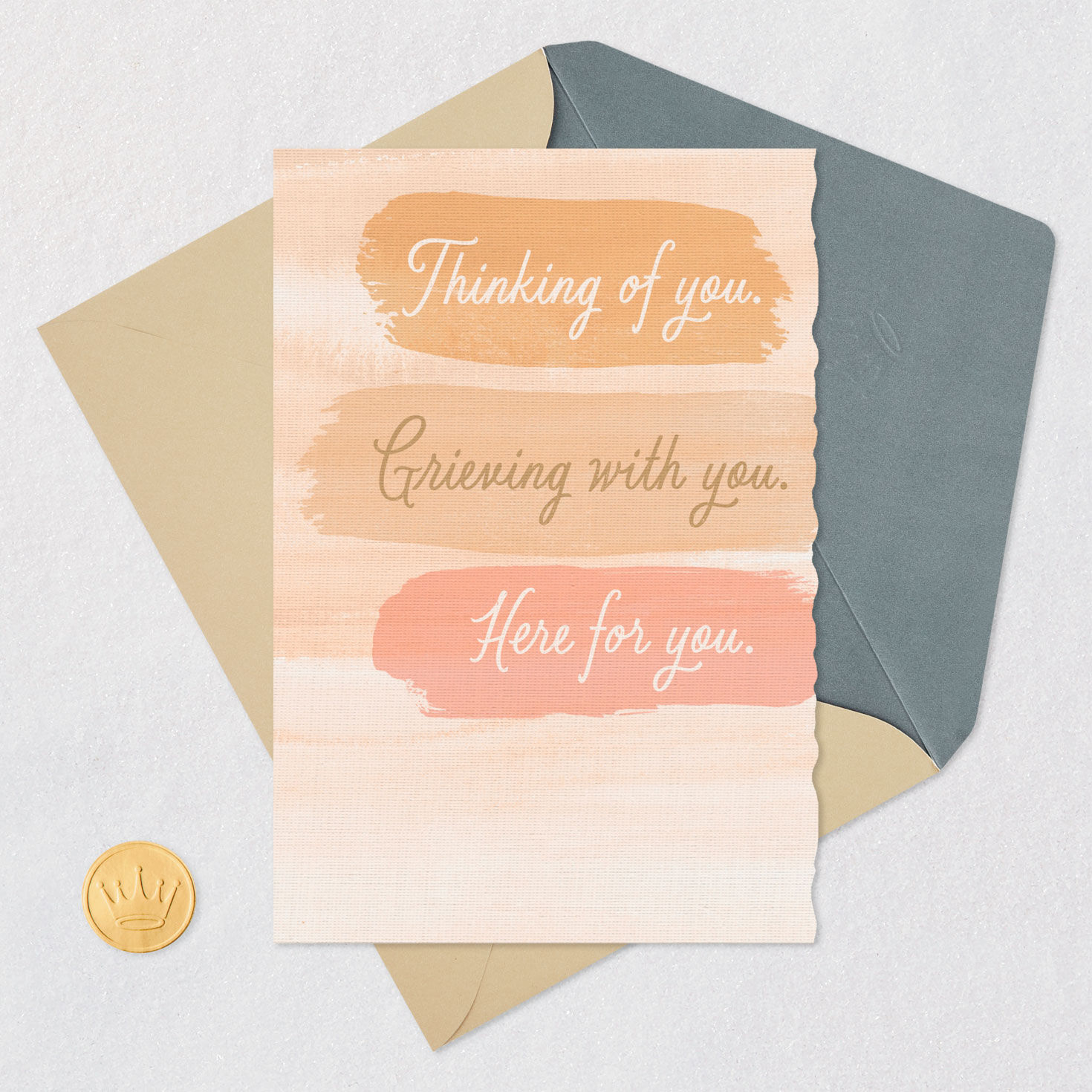 Lettering on Burnt Orange Sympathy Card Card Front with Envelope and Gold Seal image number 5