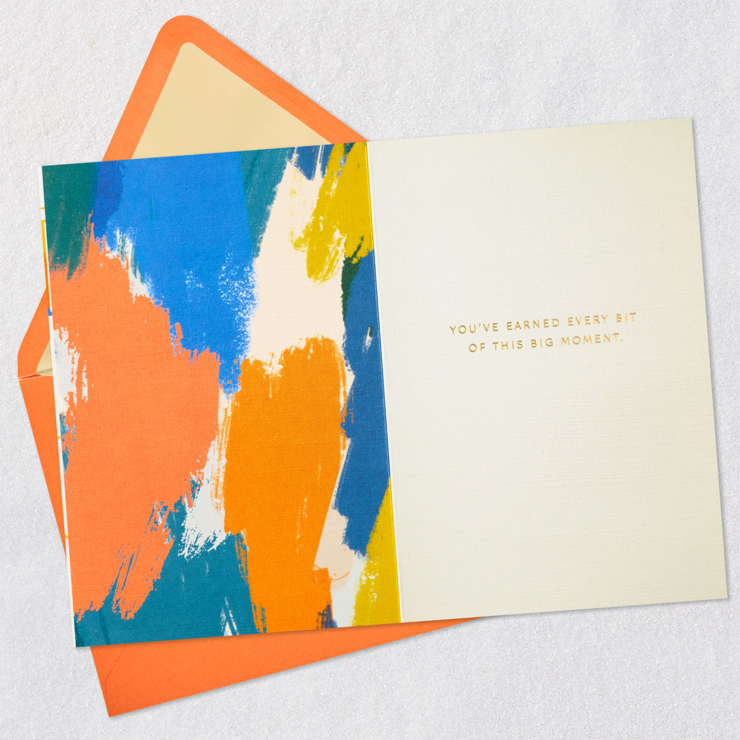 Blue and Gold Repeated Lettering Congrats Card Open card with envelope image number 3