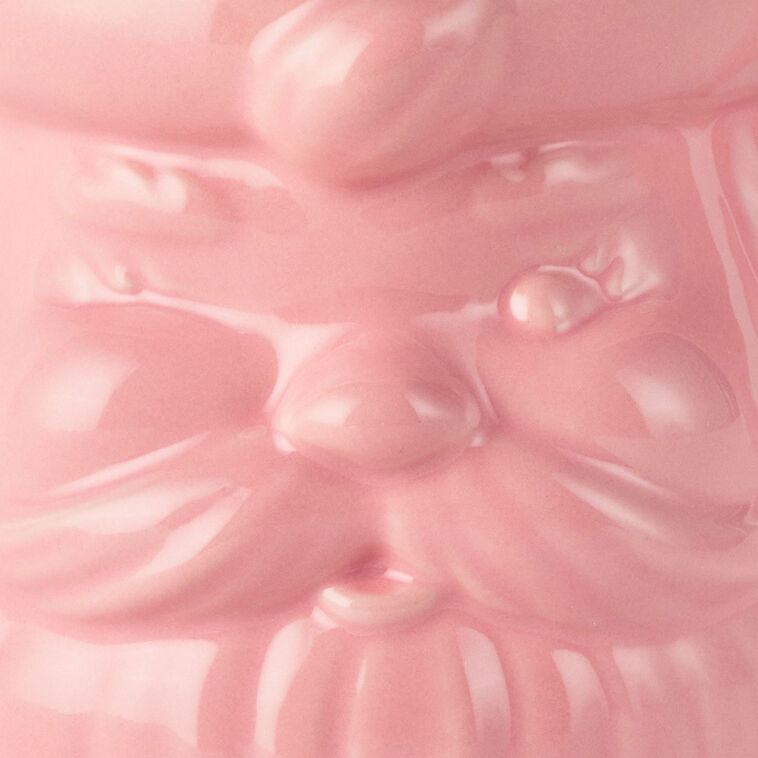 Color-Dipped Shaped Santa Mug in Coral Pink upclose detail image number 3