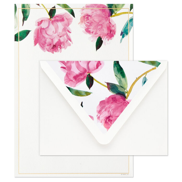Pink Peonies Stationery Set, Box of 20, , large image number 3