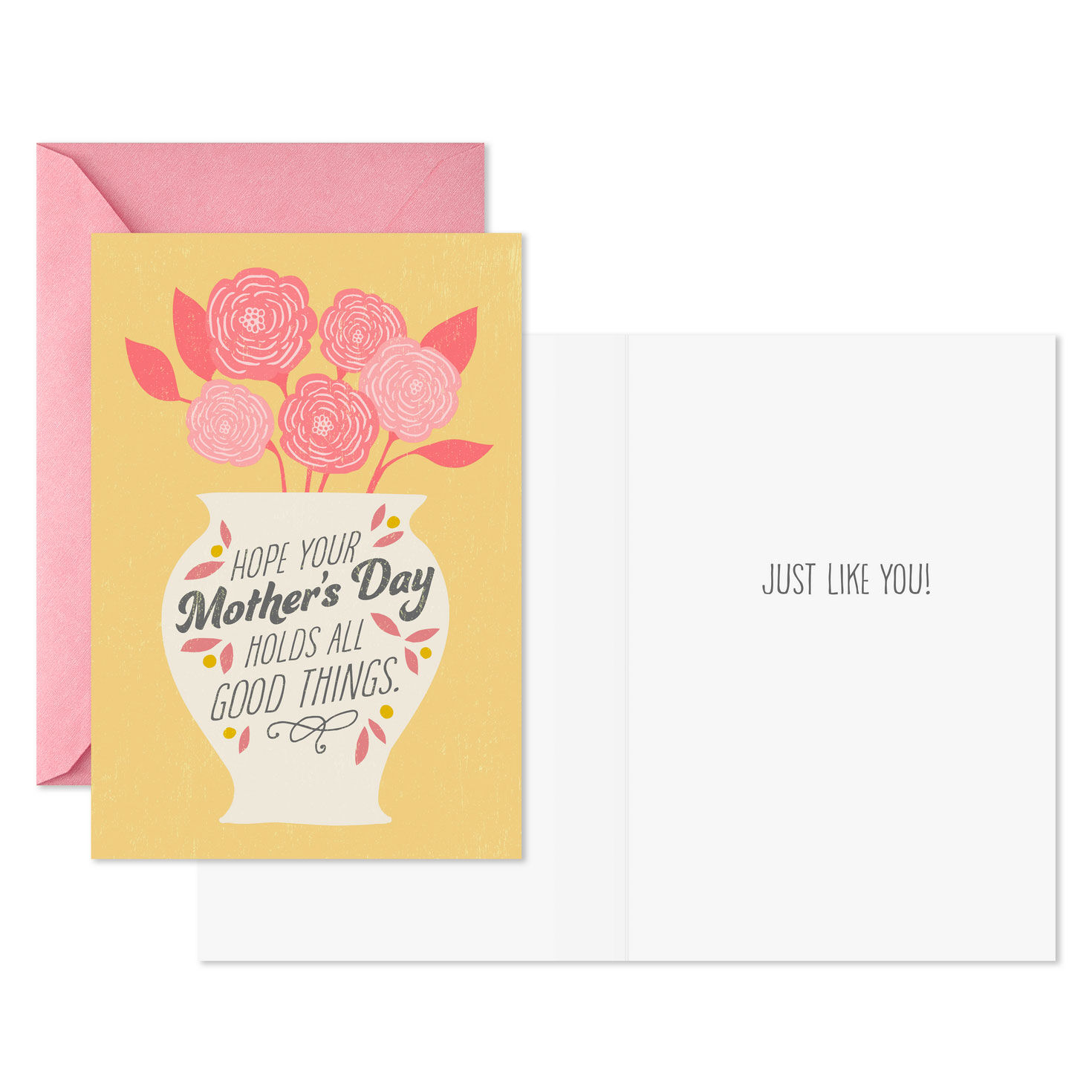 Flowers on Pink and Yellow Mother's Day Cards Pack Card Front with Sentiment image number 3