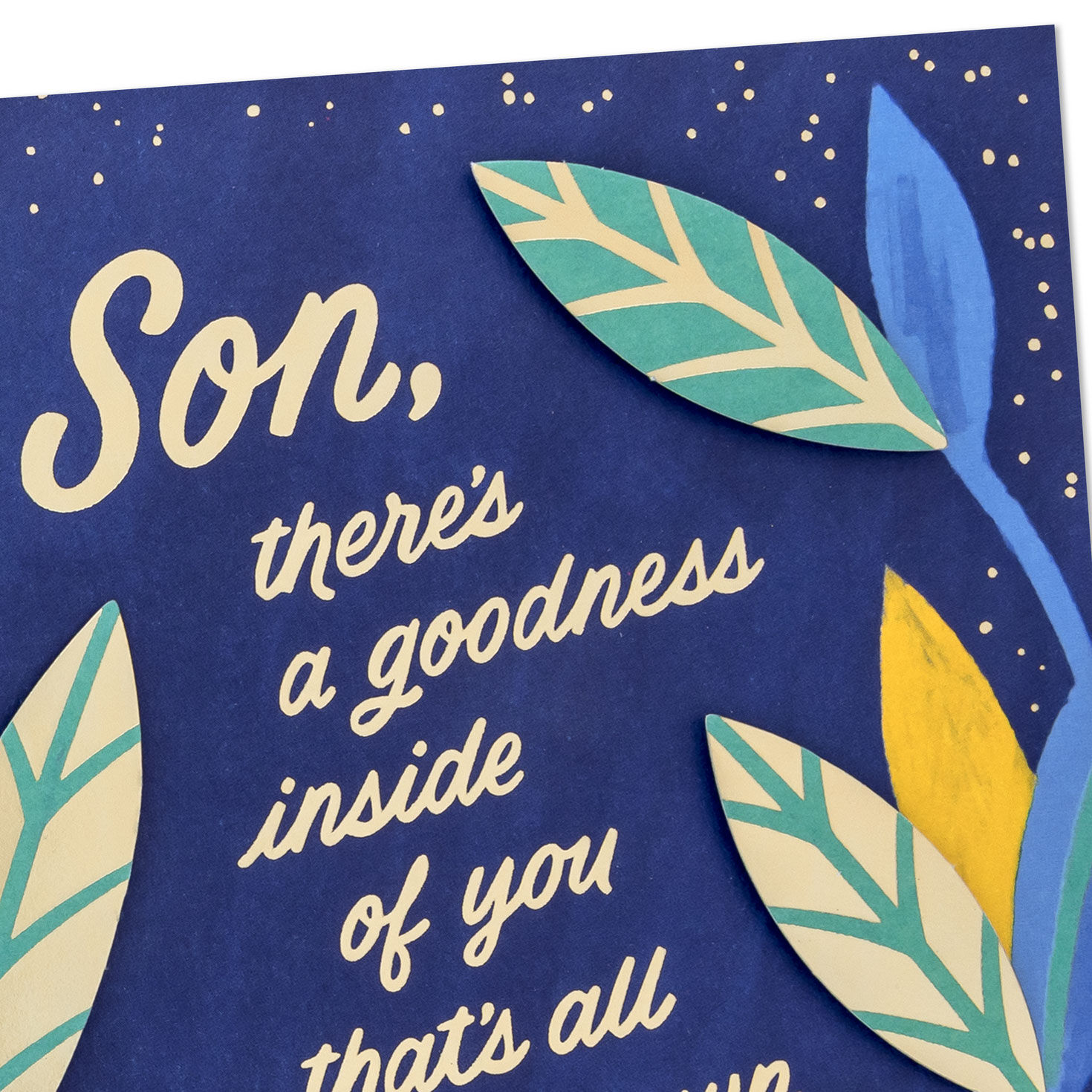 Tropical Leaves on Blue Son Birthday Card Card Front Detail image number 5