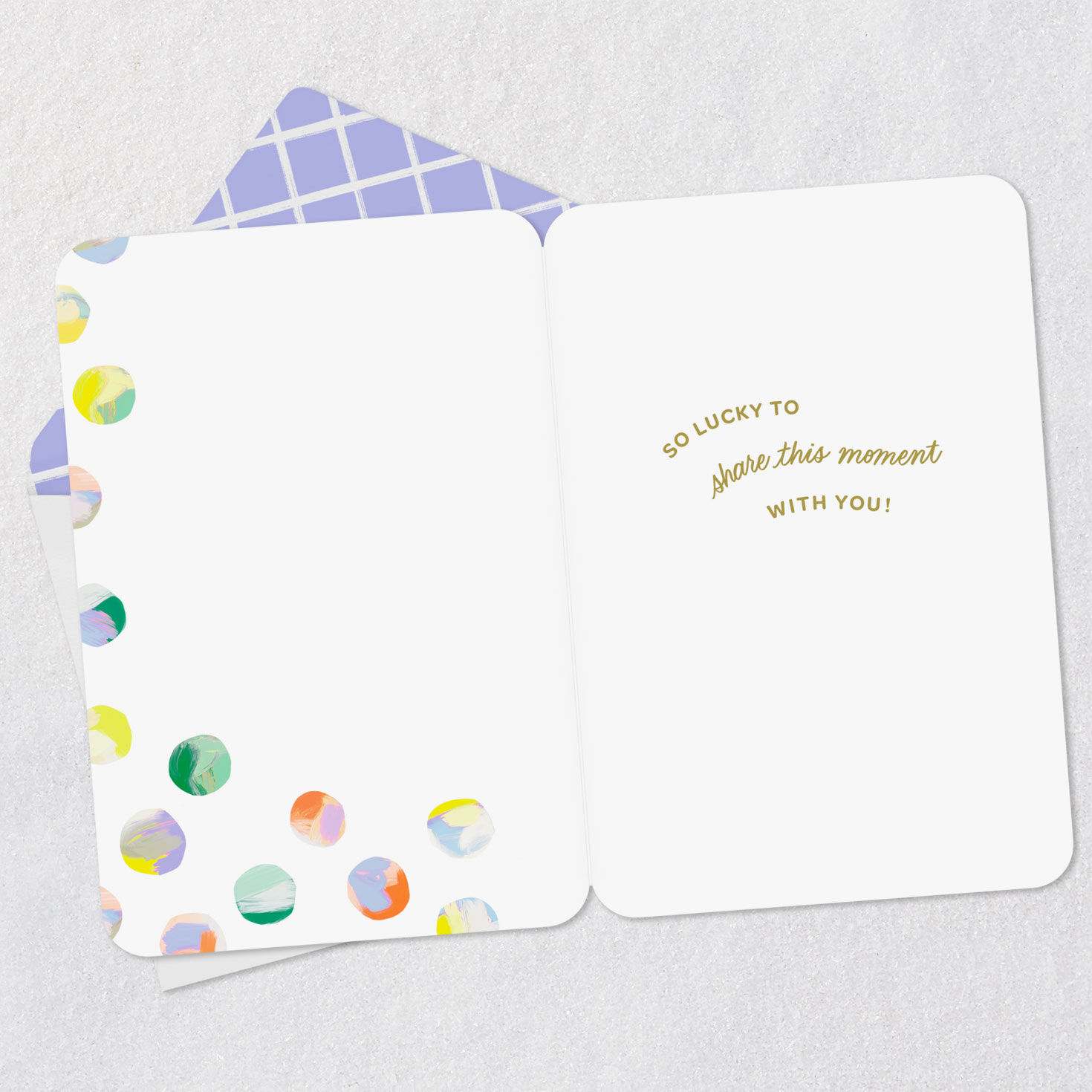 Colorful Painted Dots Celebrate Card Open card with envelope image number 3