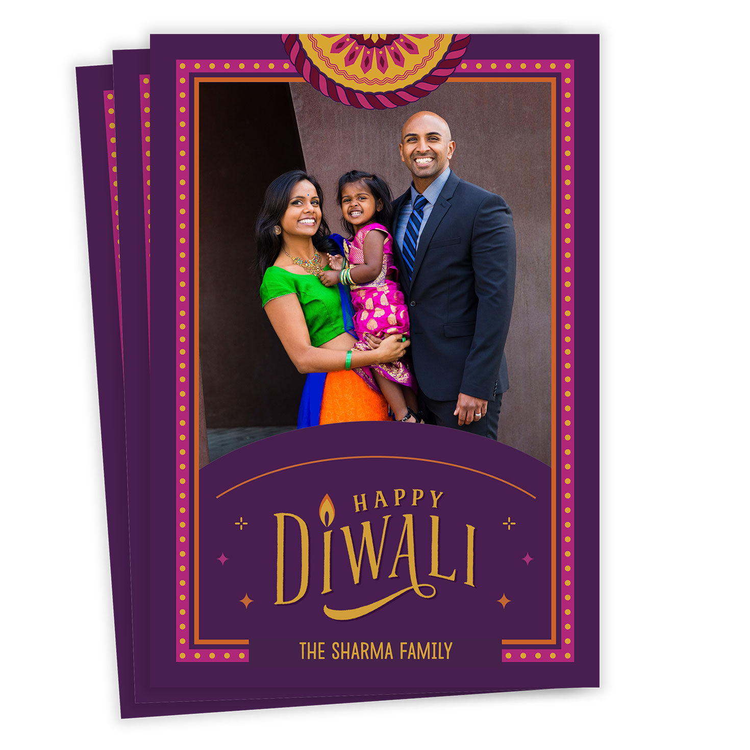 Rangoli Medallion Flat Diwali Photo Card