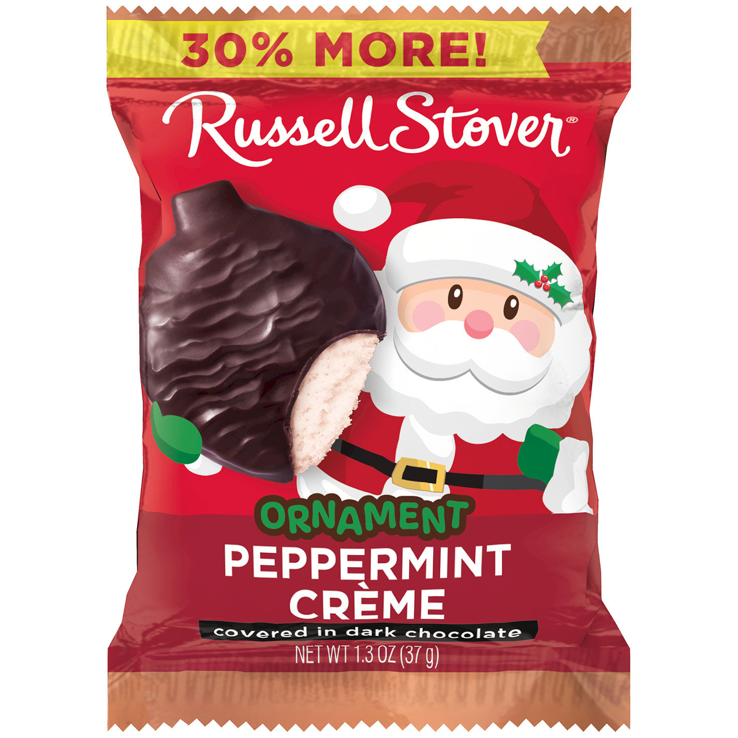 Russell Stover Dark Chocolate Peppermint Cream Ornament, 1.3 oz.