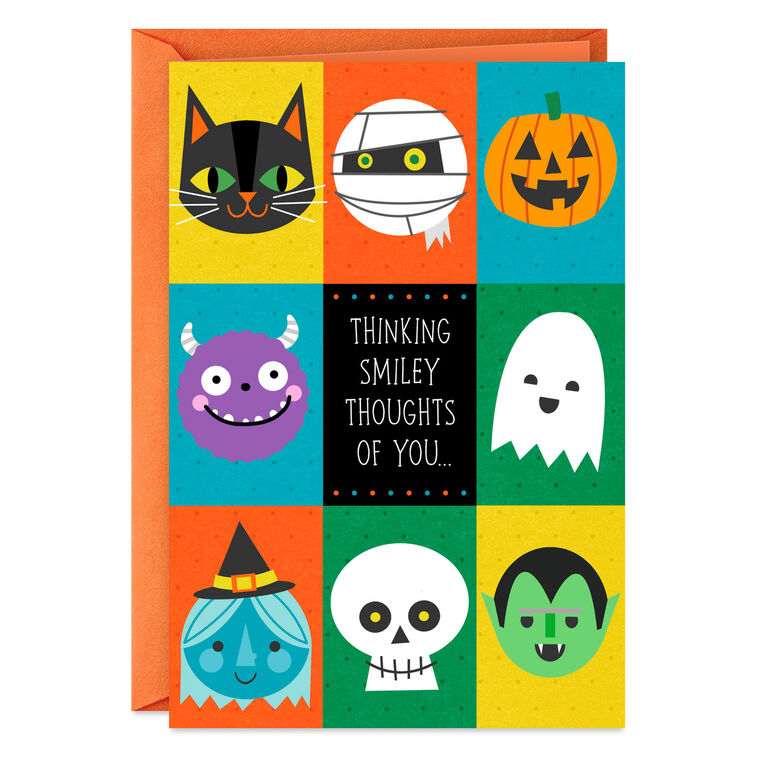 Thinking Smiley Thoughts of You Halloween Card