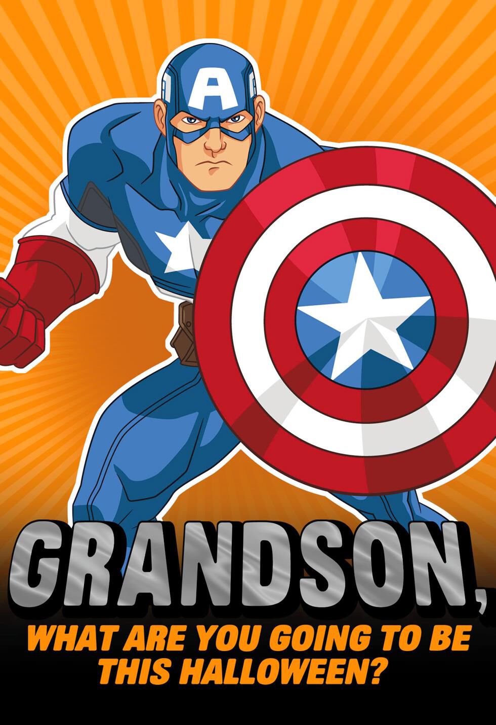 Captain America Totally Amazing Halloween Card for Grandson