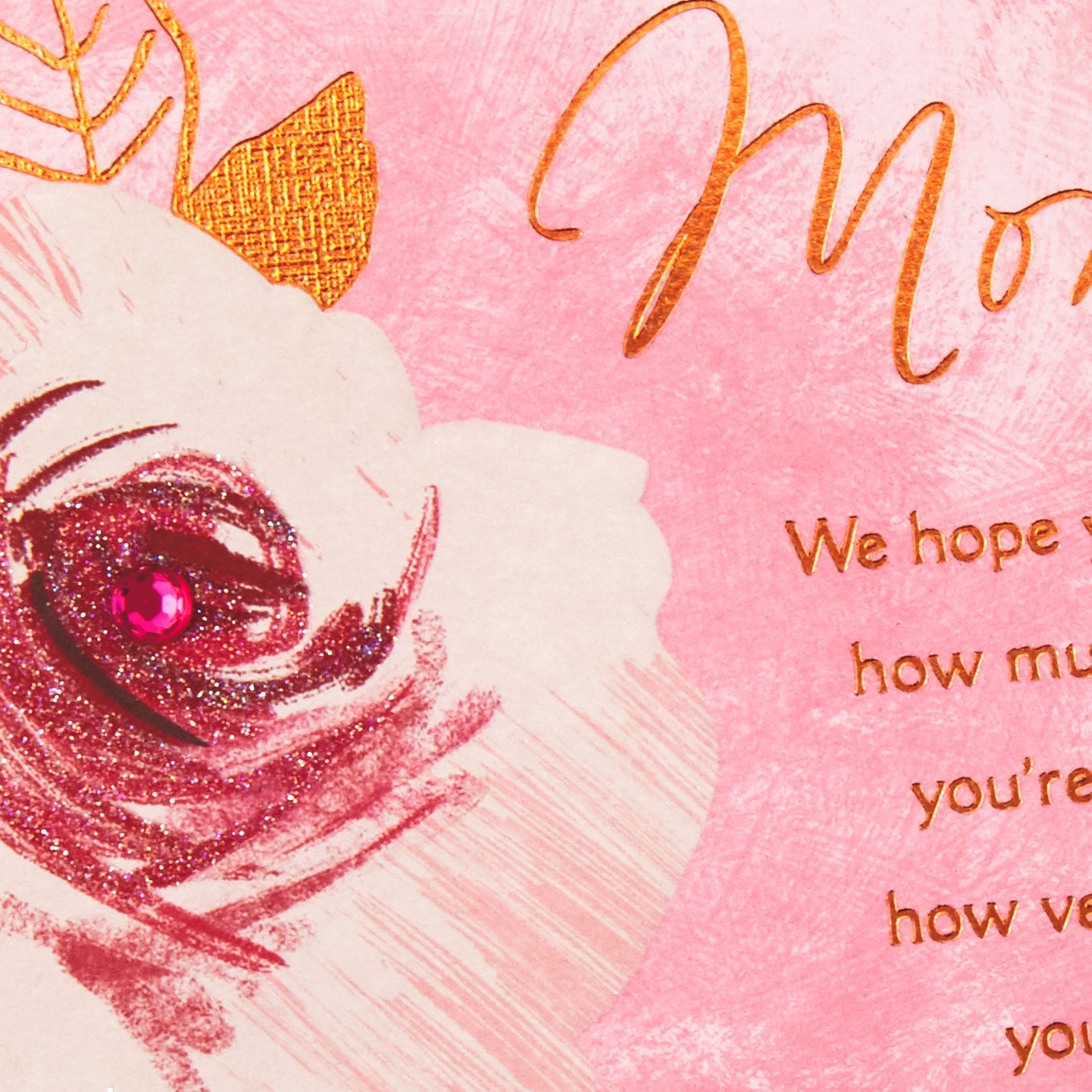 Brushstroke Roses on Pink Mother's Day Card From Us Card Front Detail image number 4
