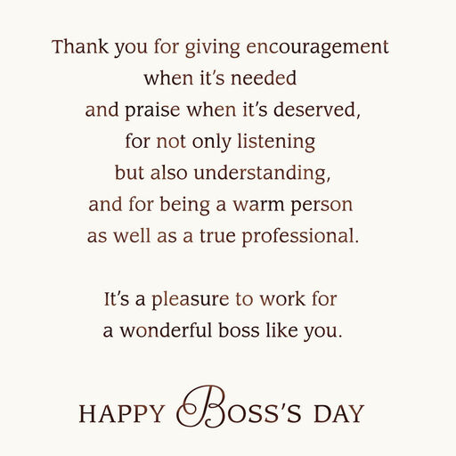 It's a Pleasure to Work for You Boss's Day Card, 