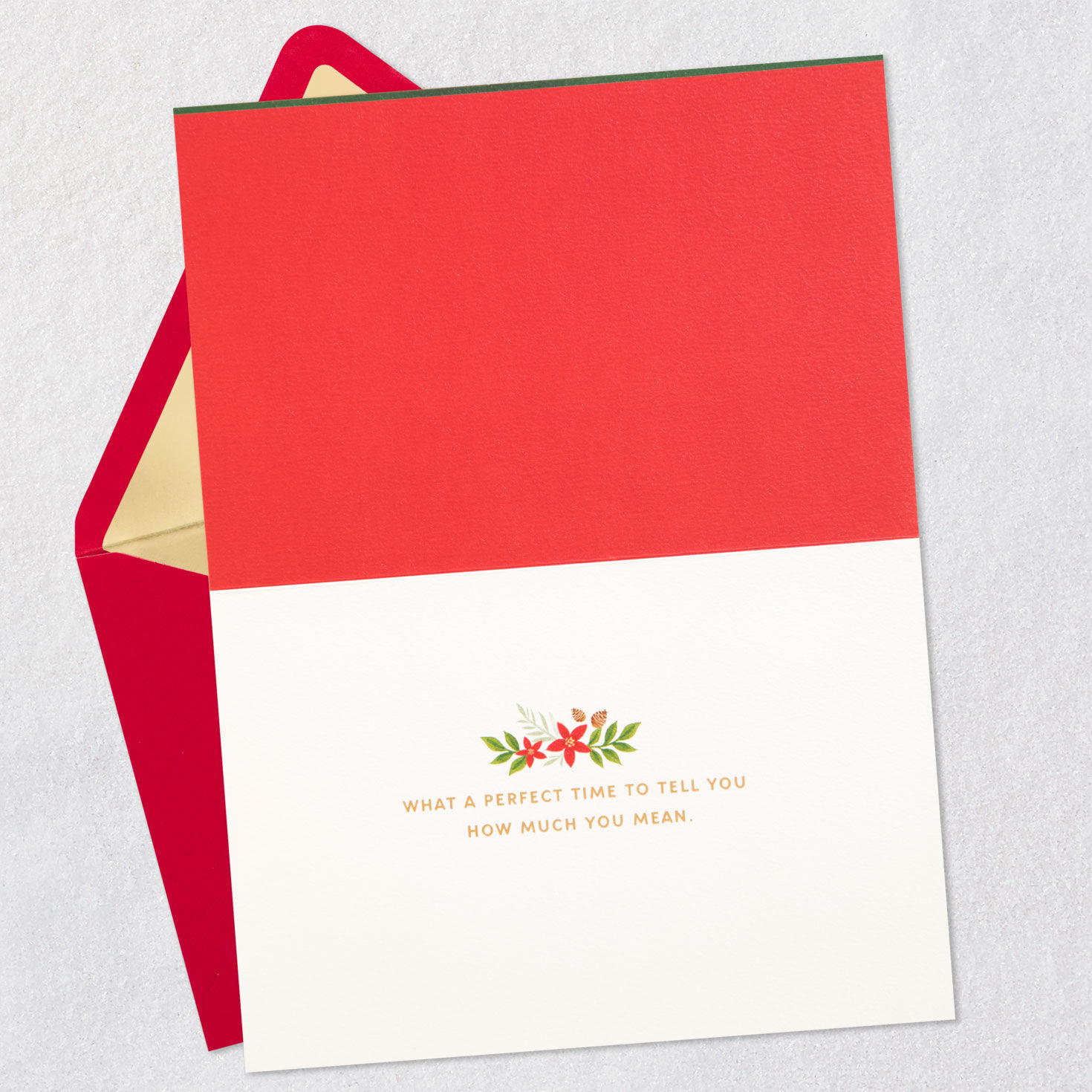 Merry Christmas Poinsettias and Holly Christmas Card, , large image number 3