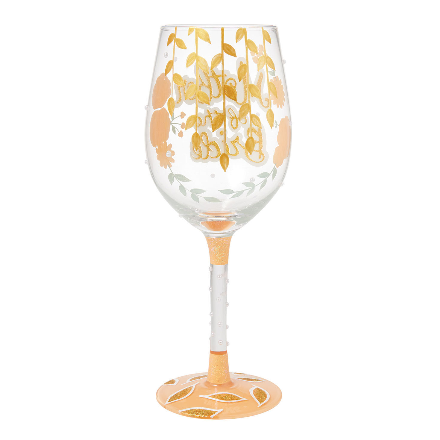 Peach Roses Mother of the Bride Lolita Wine Glass  image number 3
