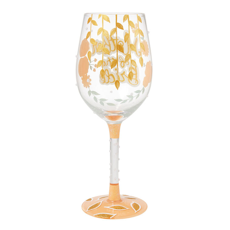 Peach Roses Mother of the Bride Lolita Wine Glass  image number 3
