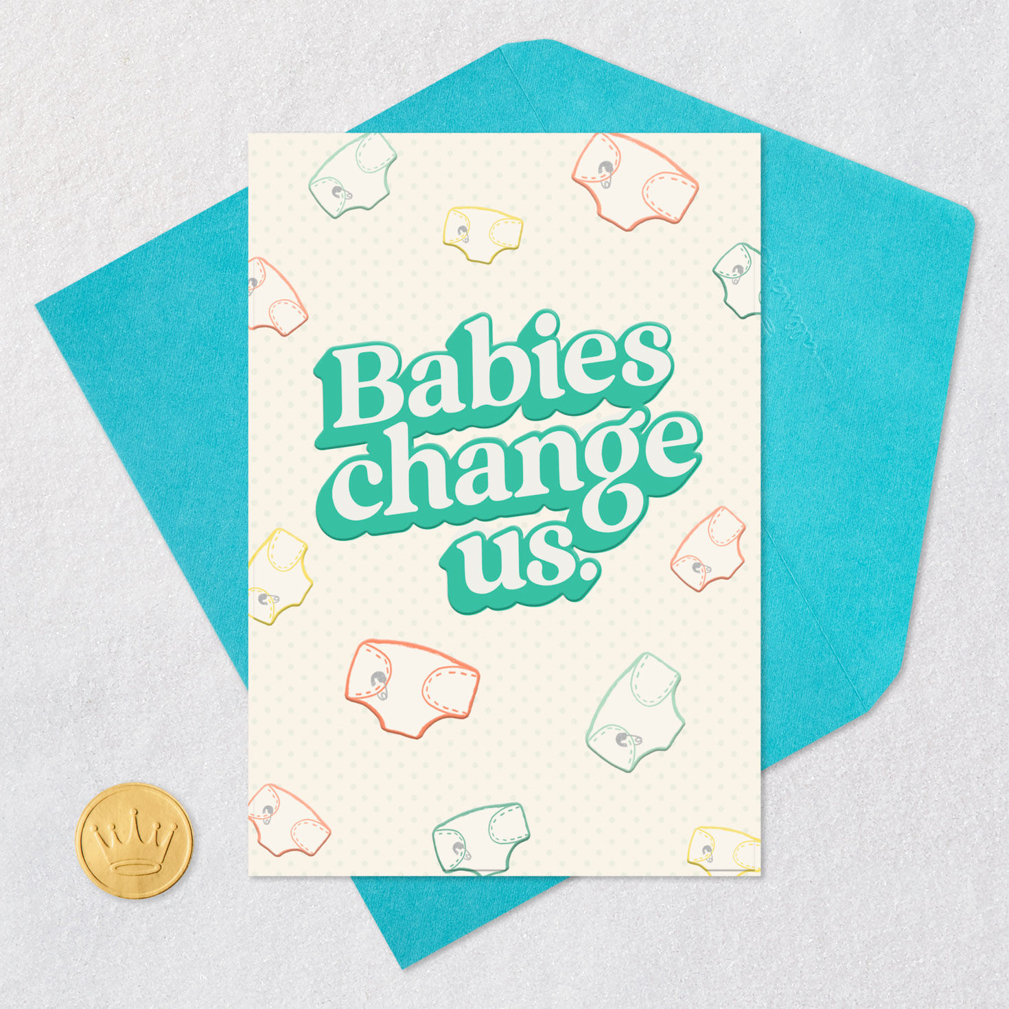 Baby Diaper Changes Funny New Baby Card Card Front with Envelope and Gold Seal image number 5