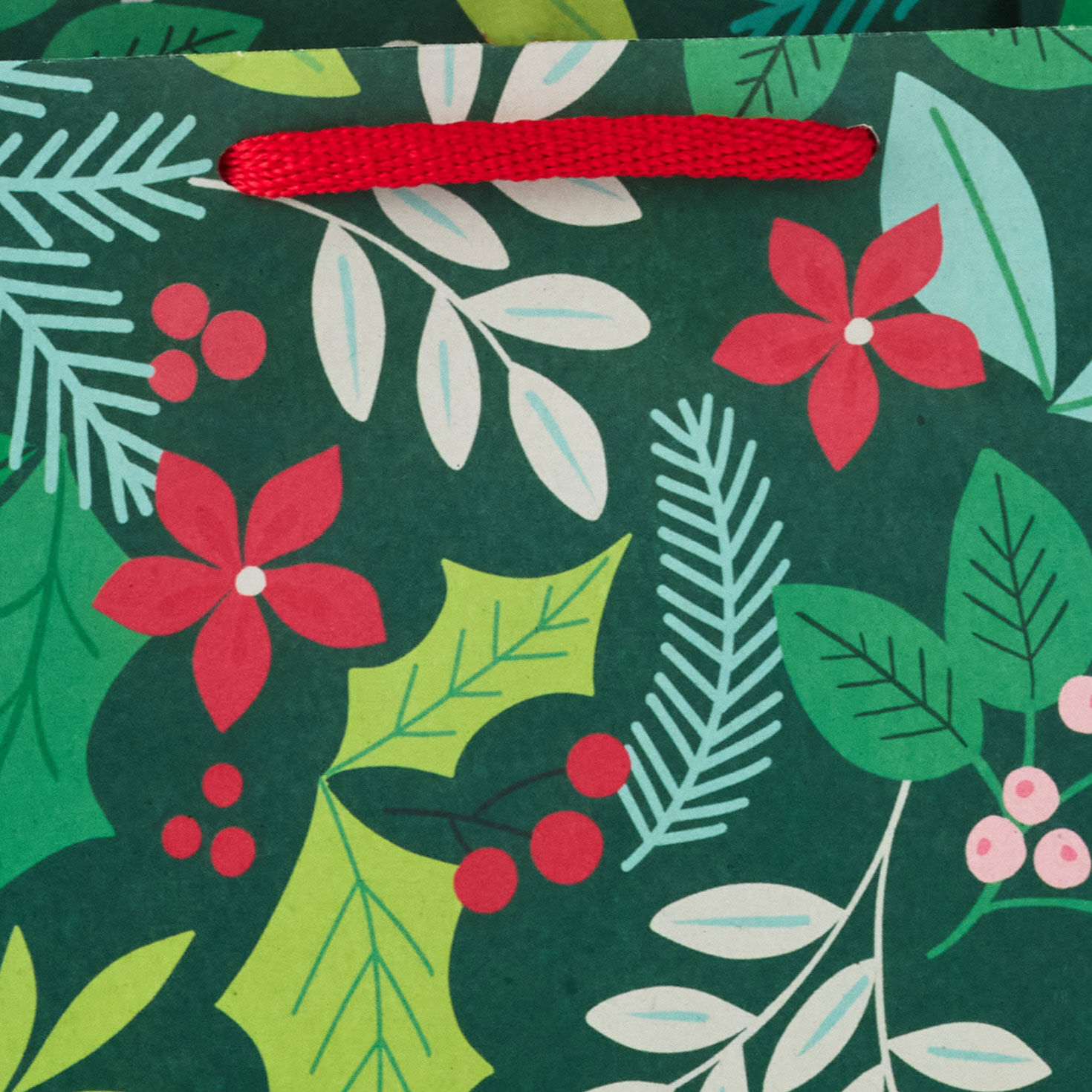 Red Plaid and Winter Foliage Gift Bags upclose view image number 5