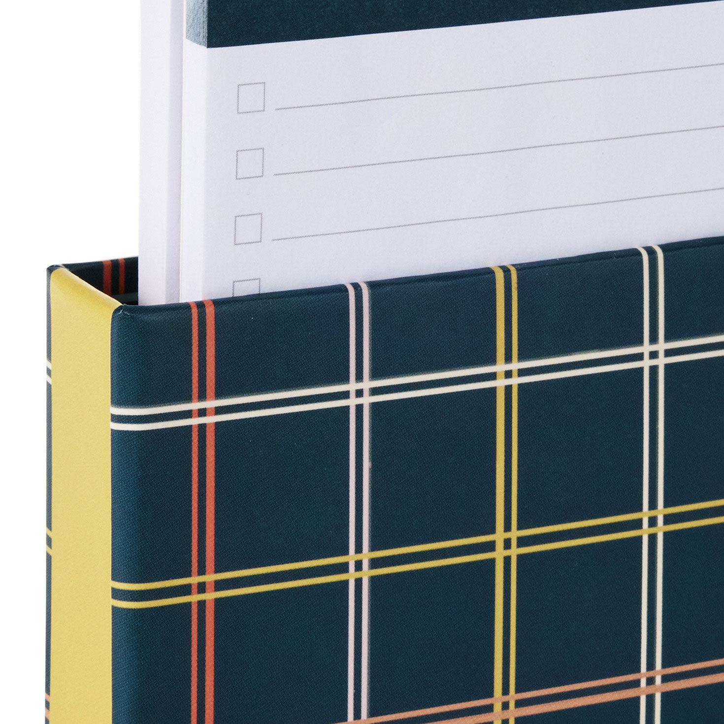 Tailored Plaid Memo Pads in Desk Caddy upclose view image number 4