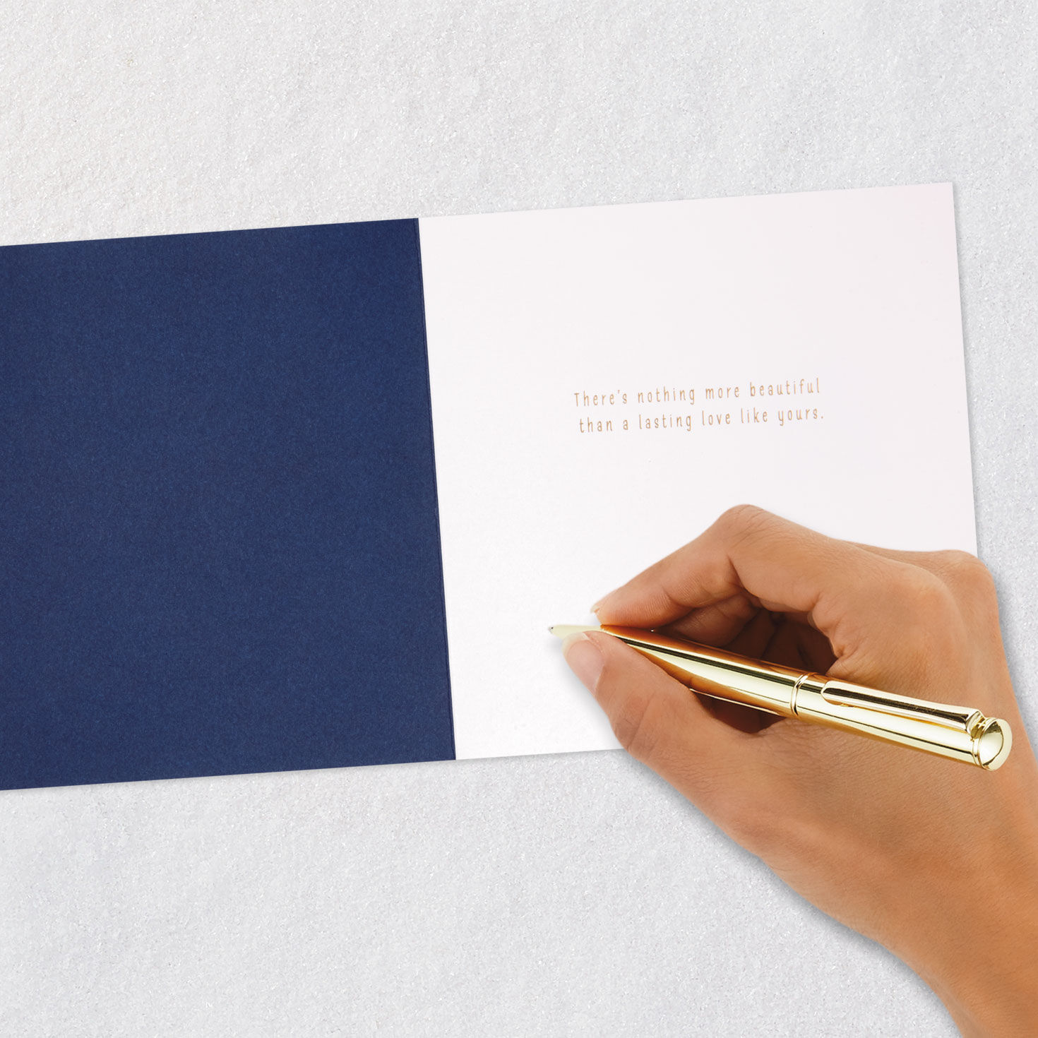 White Swans on Navy Blue Anniversary Card Signing card image number 6