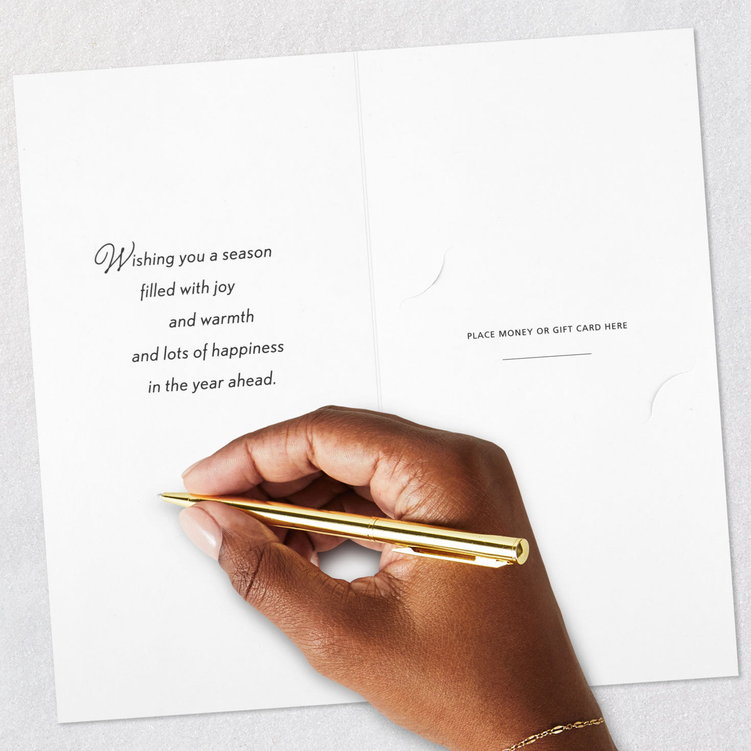 Snowflake on Gold Money Holder Christmas Card Pack Signing card image number 7