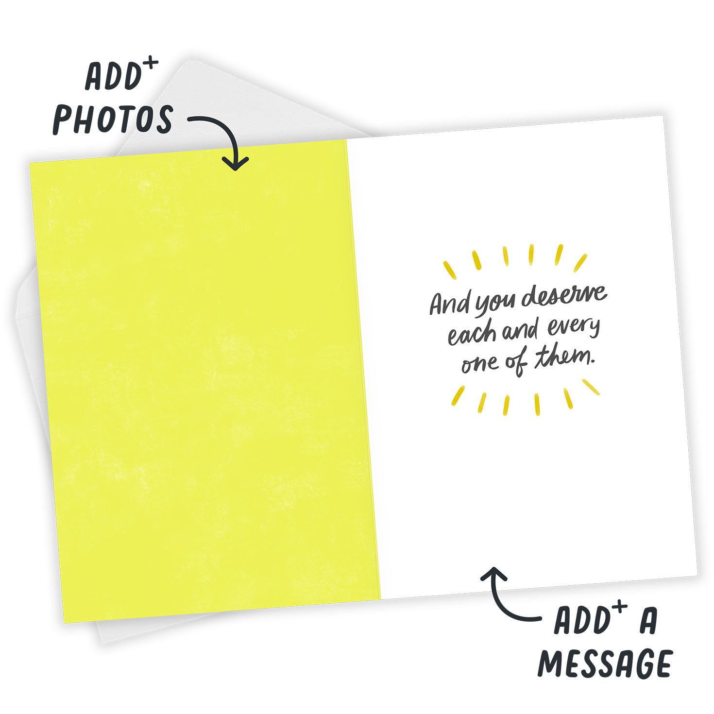 Good Things Yellow Sun Personalized Card Open Card with Envelope indicating personalization image number 3