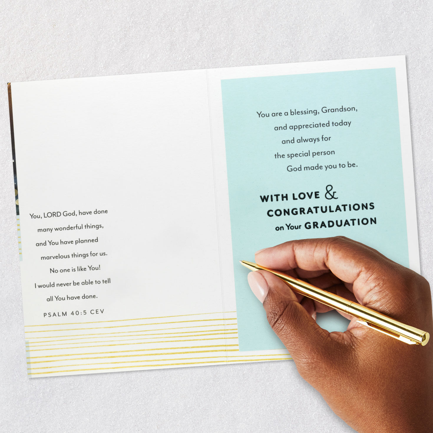 Water Splashing Hand Religious Graduation Card signing card image number 7