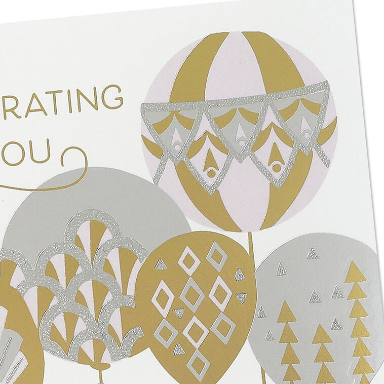 Silver and Gold Balloons Birthday Card, , large image number 4