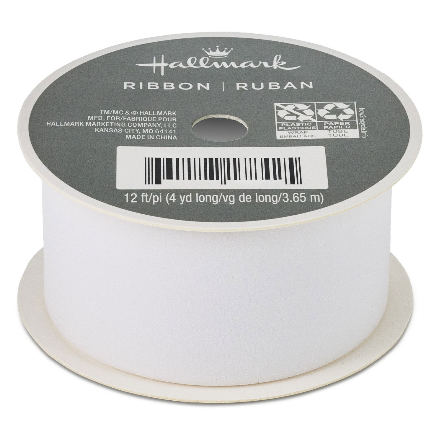1.5" White Velvet Holiday Ribbon, 12'