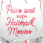 Candy Canes, Hallmark Movies Stemless Wine Glass closeup view image number 4