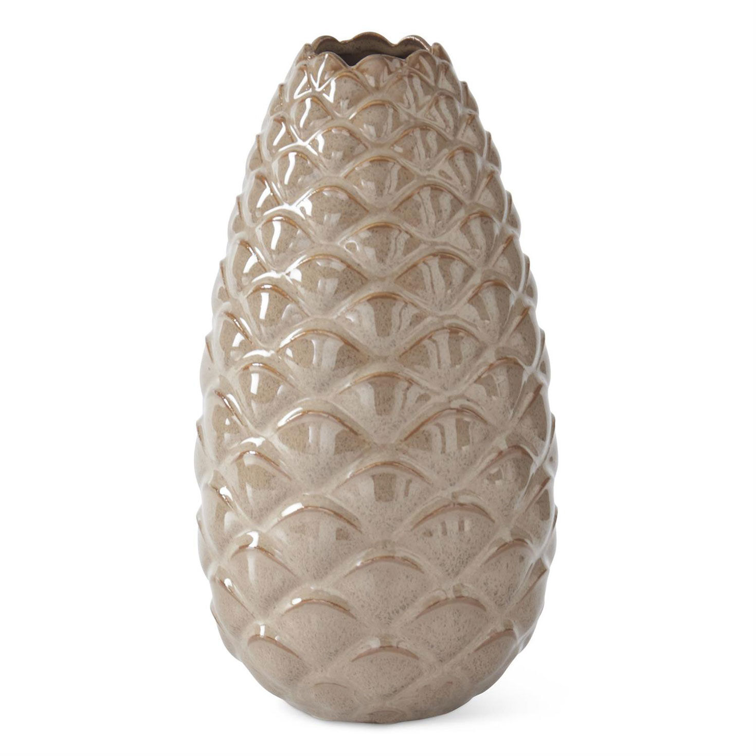 K&K Interiors Pine Cone Ceramic Vase, 8.75"