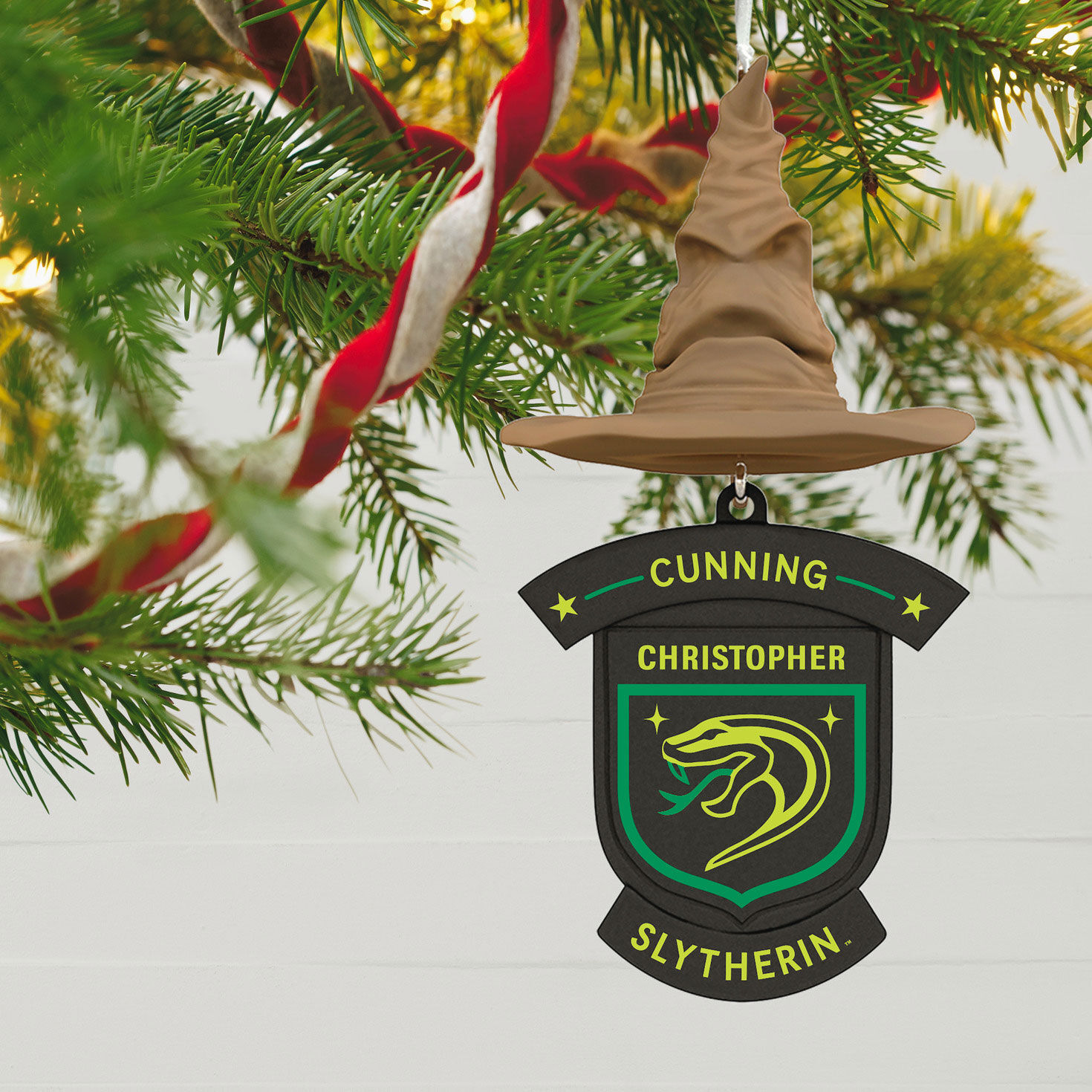 Harry Potter&trade; Sorting Hat House Trait Personalized Text Ornament, Slytherin&trade;, , large image number 2