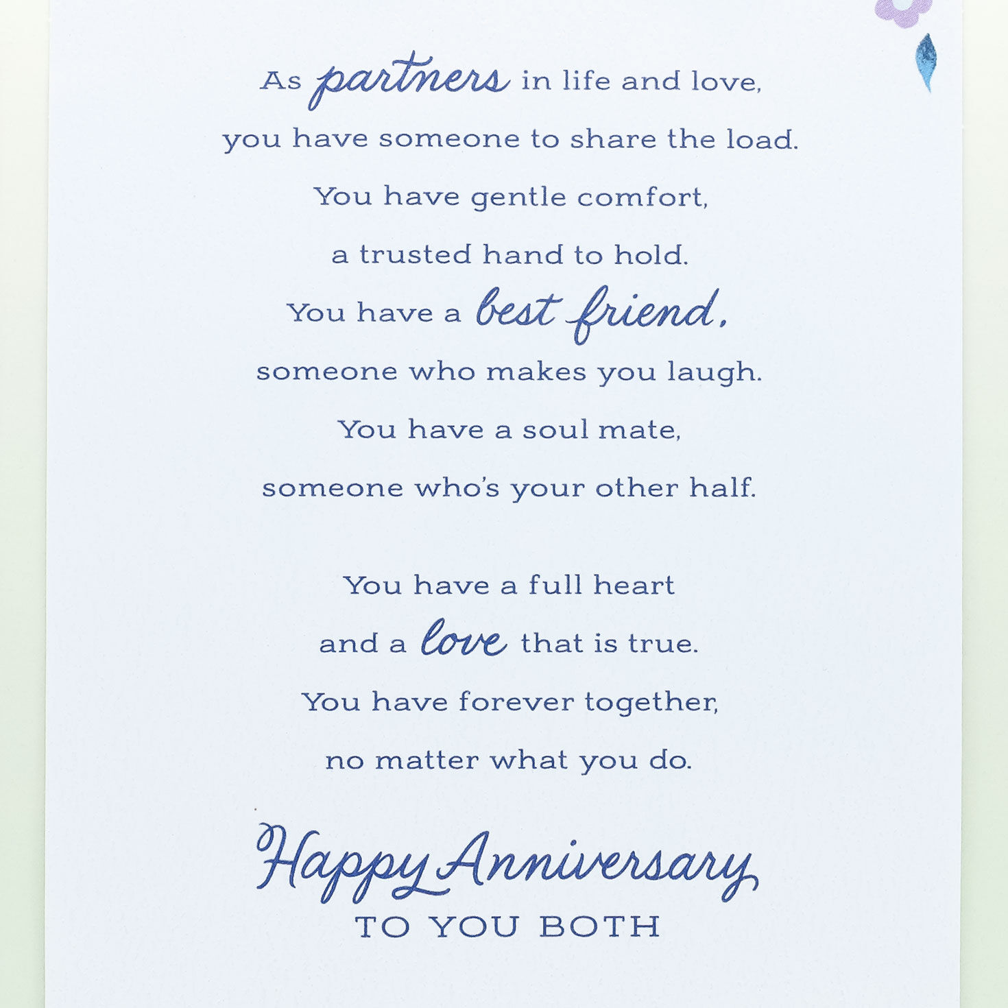 Lovebirds and Flowers Anniversary Card for Couple sentiment image number 2