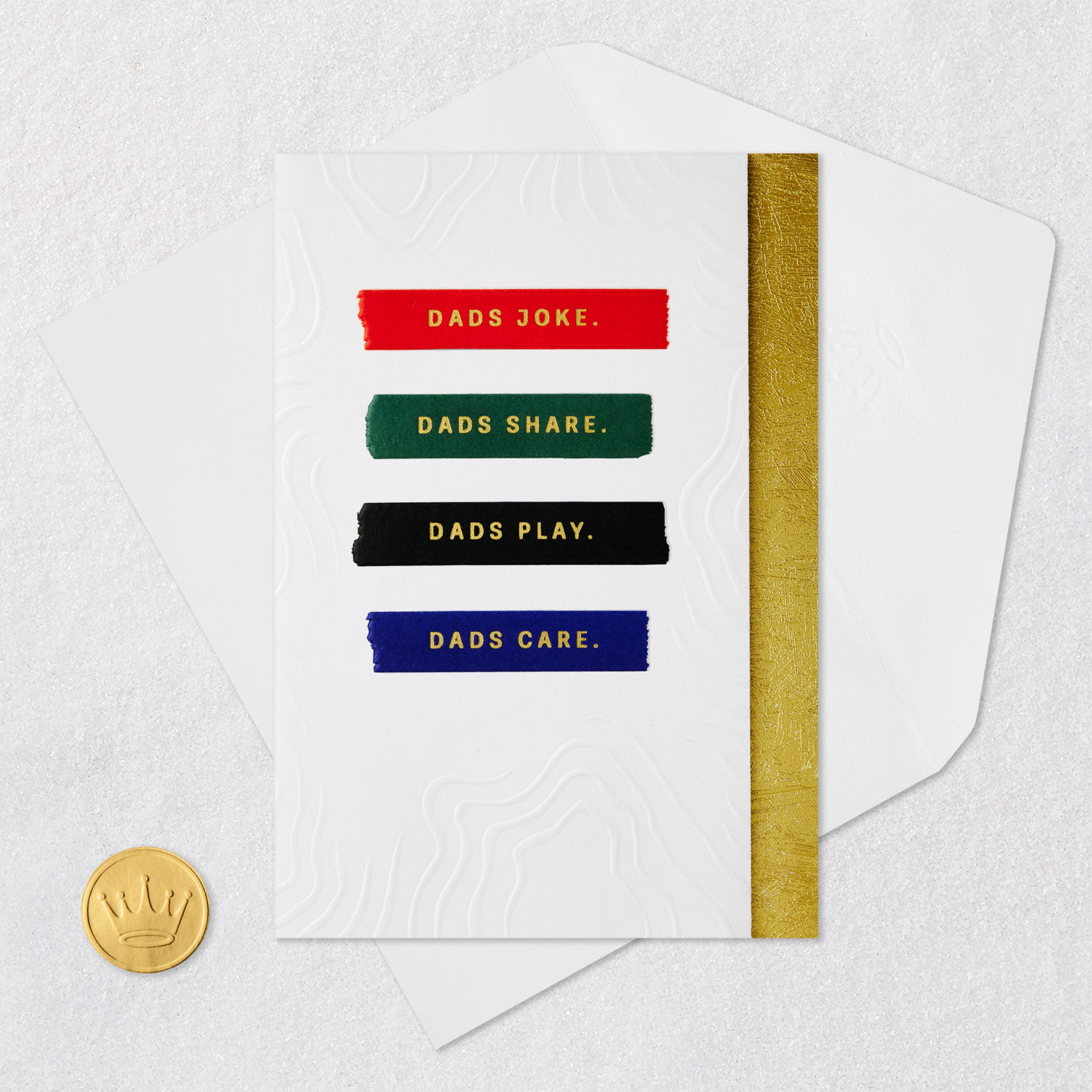 Earthy Stripes and Contour Lines Father's Day Card Card Front with Envelope and Gold Seal image number 5