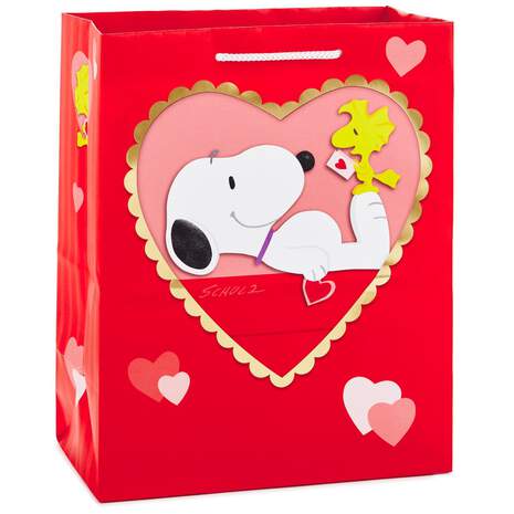 Peanuts® Snoopy and Woodstock Valentine's Day Medium Gift Bag, , large