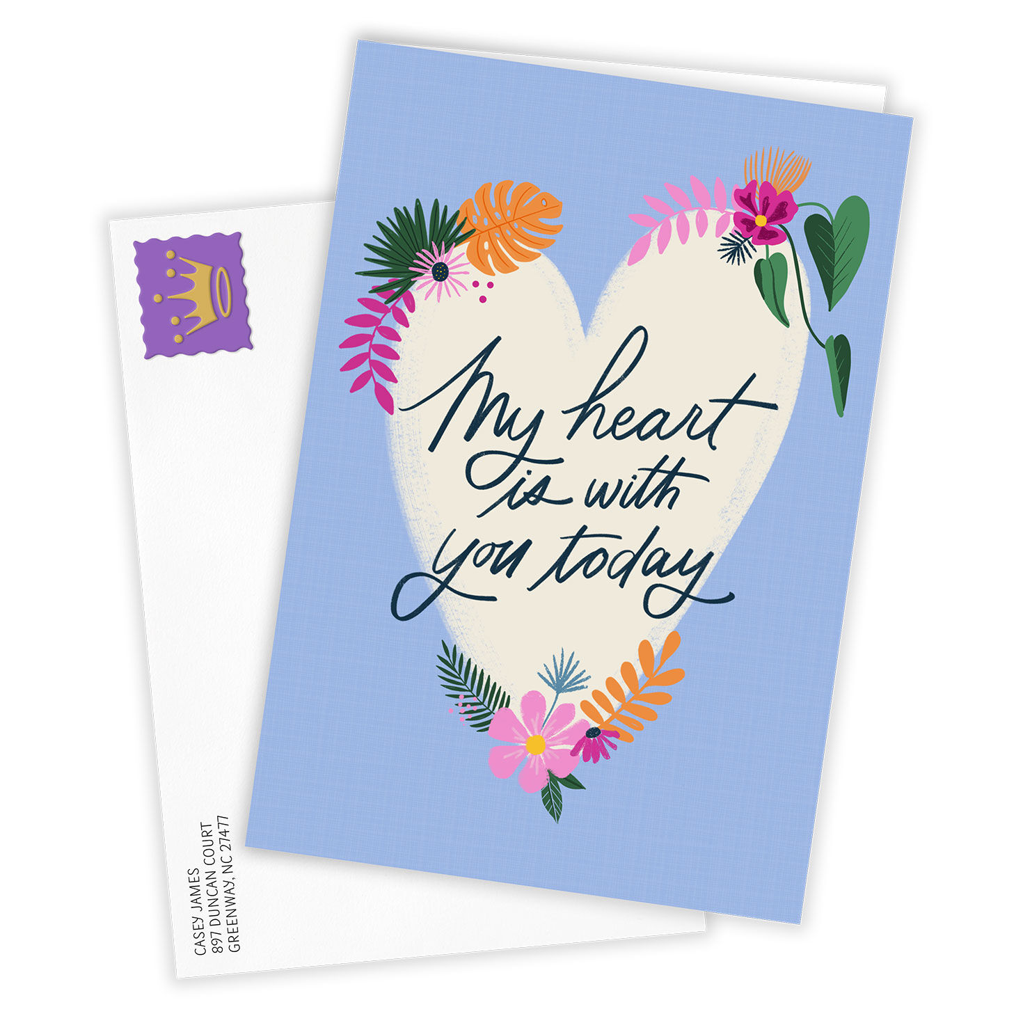 My Heart Is With You Custom Thinking of You Card - Greeting Cards ...