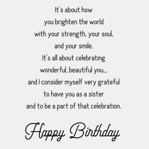 Wonderful, Beautiful You Birthday Card for Sister, 