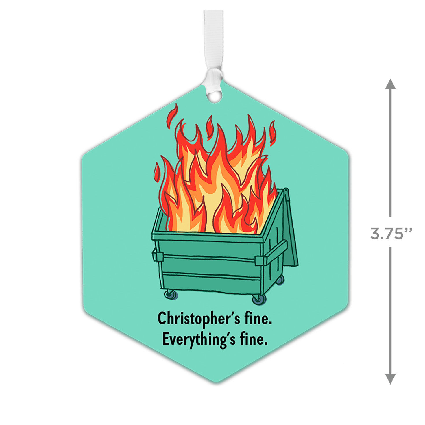 Dumpster Fire Metal Personalized Ornament, Custom Text, , large image number 3