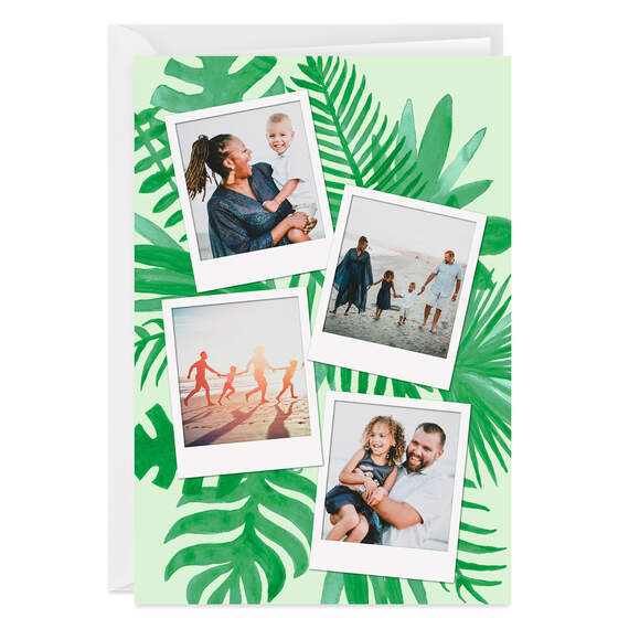 Personalized Tropical Ferns on Green Photo Card