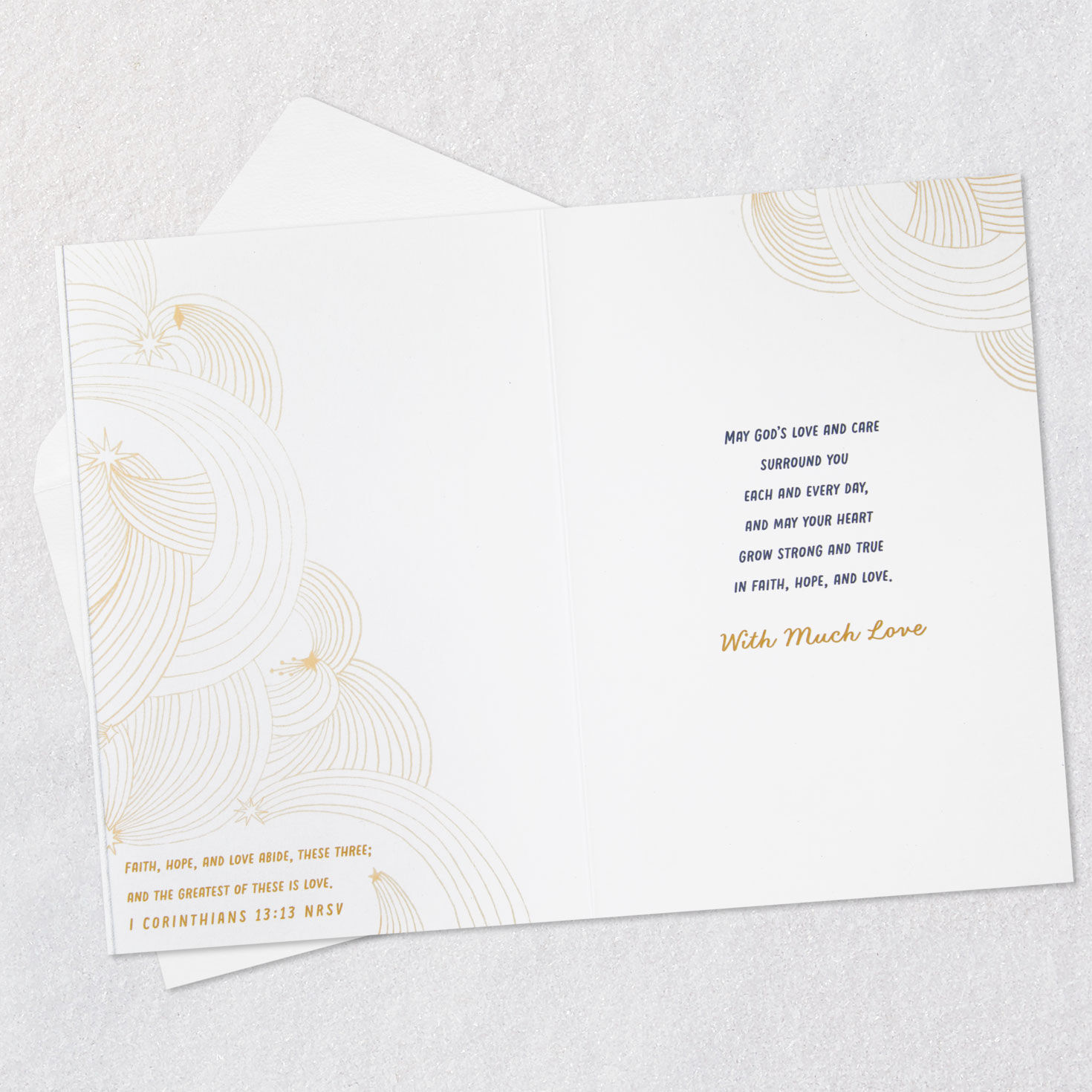 Teddy Bear on Blue Christian Baptism Card for Grandson Open card with envelope image number 4