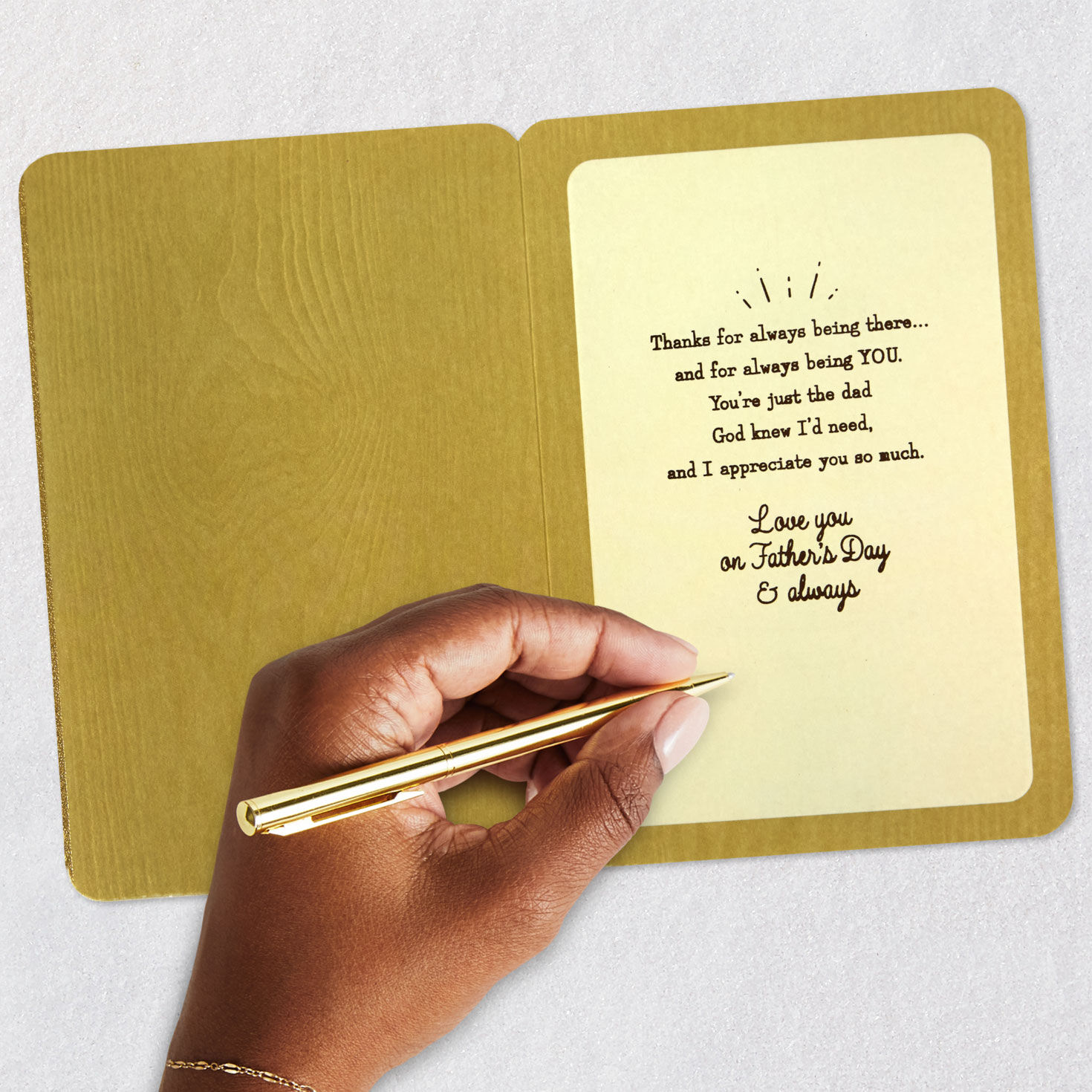 Sunlit Trees Religious Father's Day Card for Dad Signing card image number 6