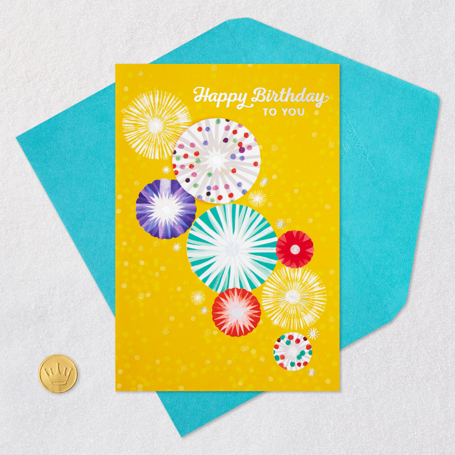 Party Pinwheels Happy Birthday Card Card Front with Envelope and Gold Seal image number 5
