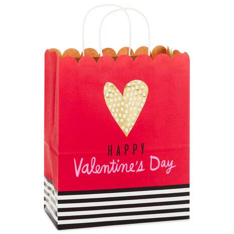 Scalloped Happy Valentine's Day Large Gift Bag, , large