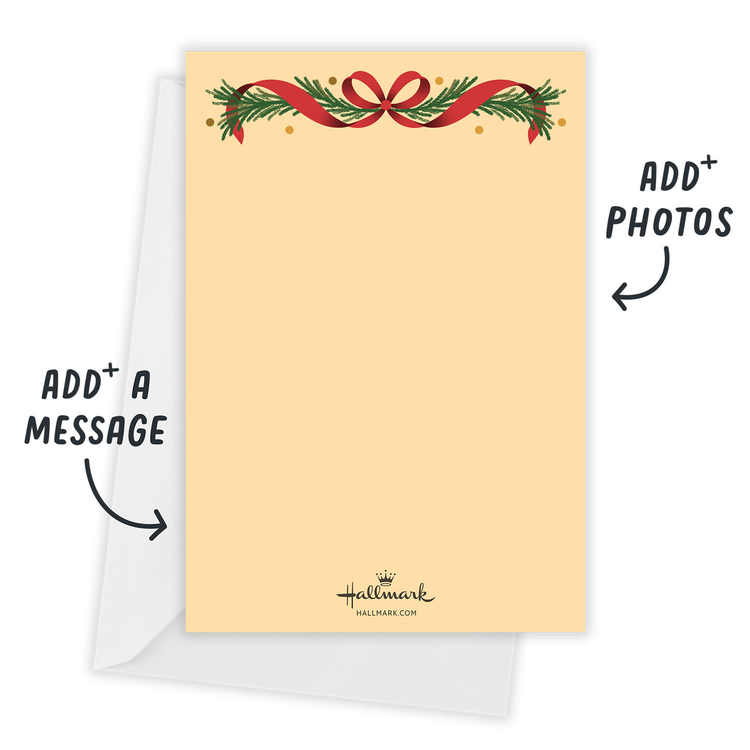 Modern Garland Personalized Christmas Photo Card Open Card with Envelope indicating personalization image number 3