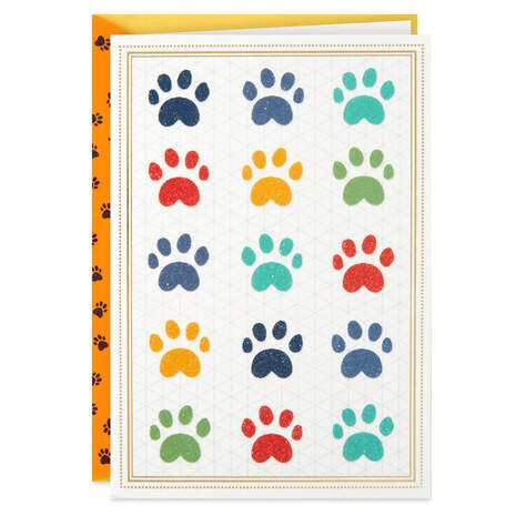 Glitter Dog Paw Prints Blank Thinking of You Card, , large