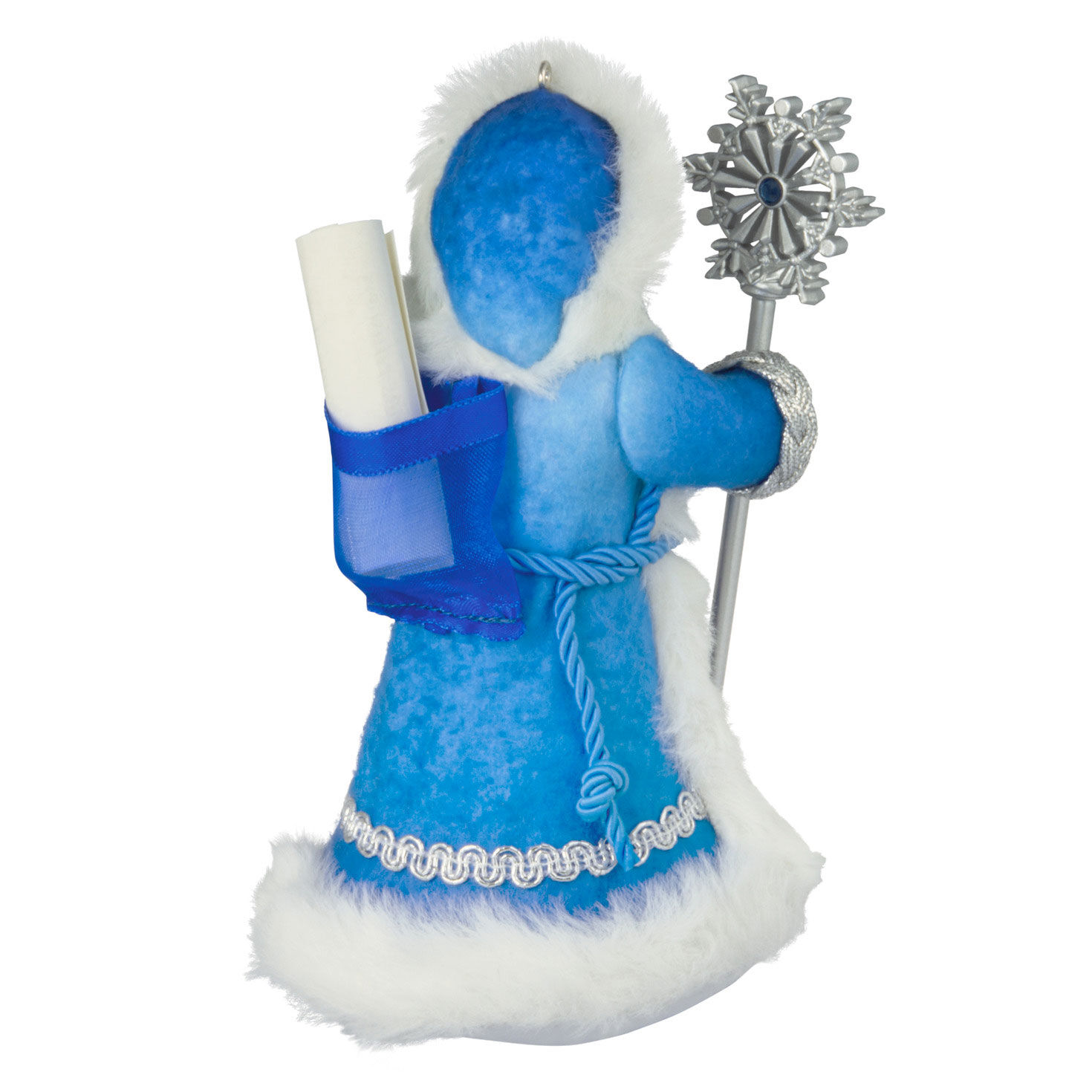 Black Father Christmas in Blue Keepsake Ornament Back image number 6