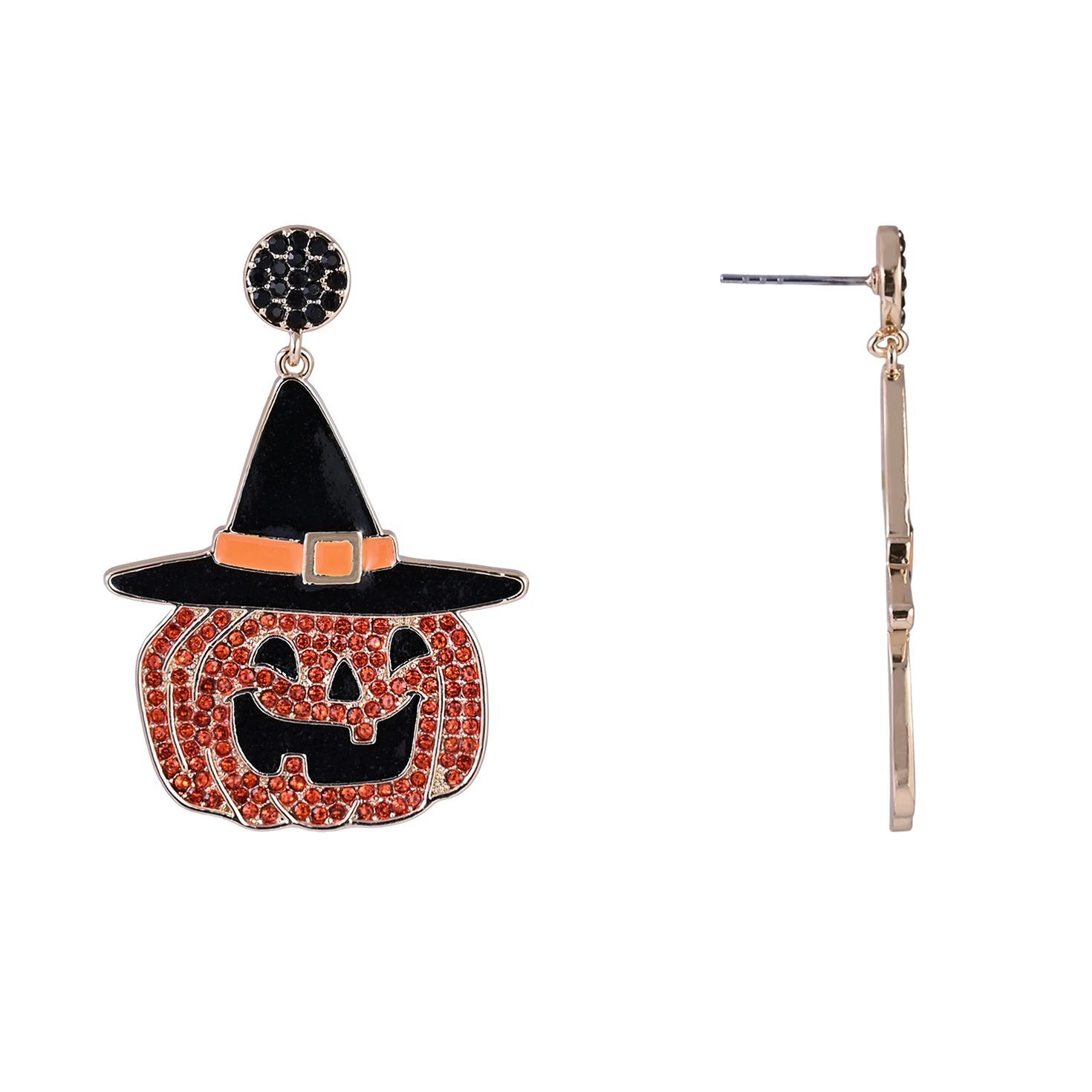 Jack-O-Lantern Earrings front and side image number 2