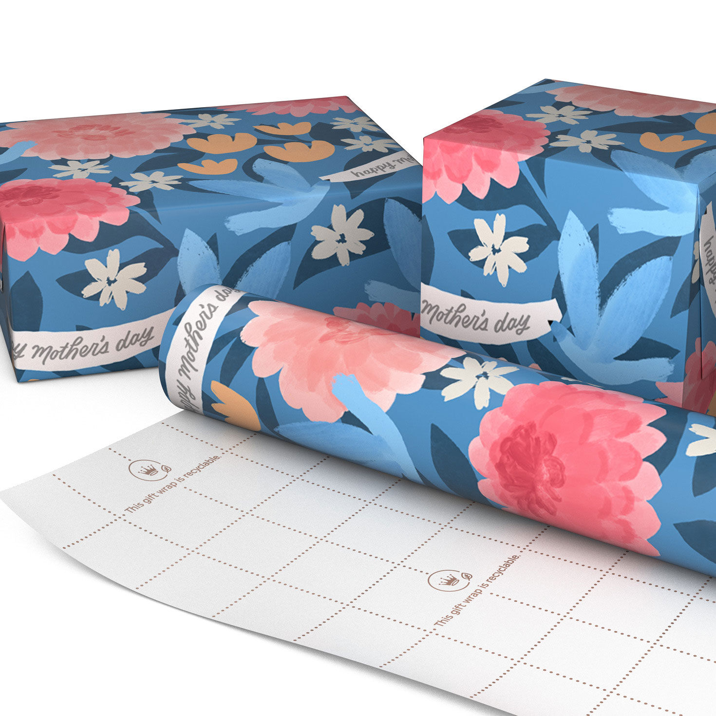 Feminine Flowers Mother's Day Gift Wrap Roll wrapped package image number 2